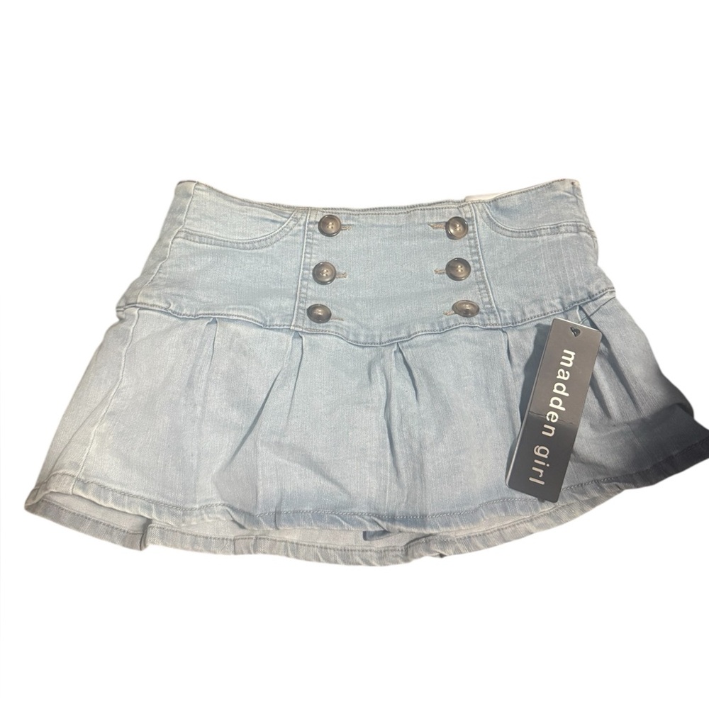 Madden Girl Light Blue Buttoned Mini Skirt